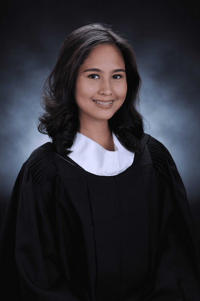 graduation photo of Filipina scholar from Pamantasan ng Lungsod ng Maynila