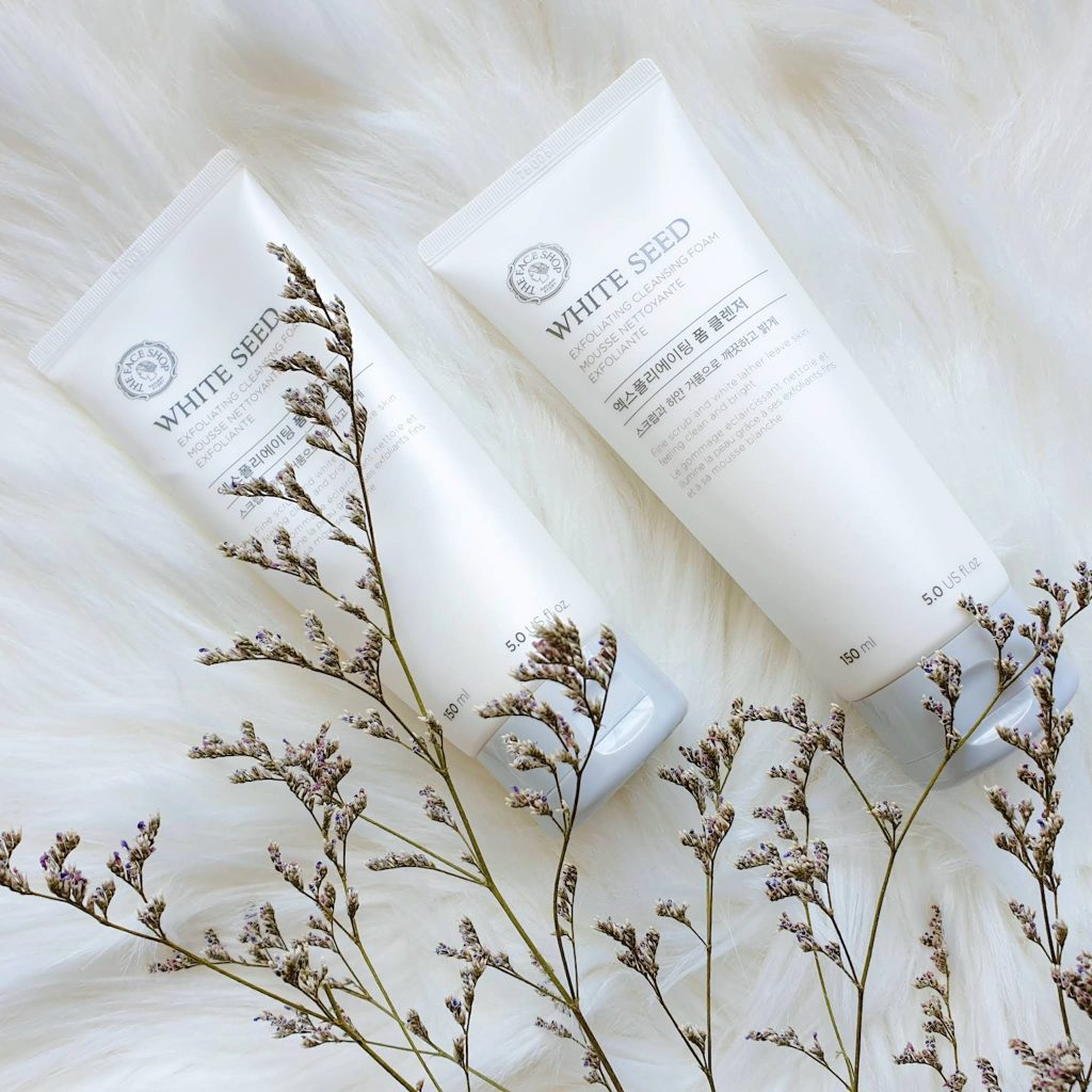 white seed exfoliating foam cleanser