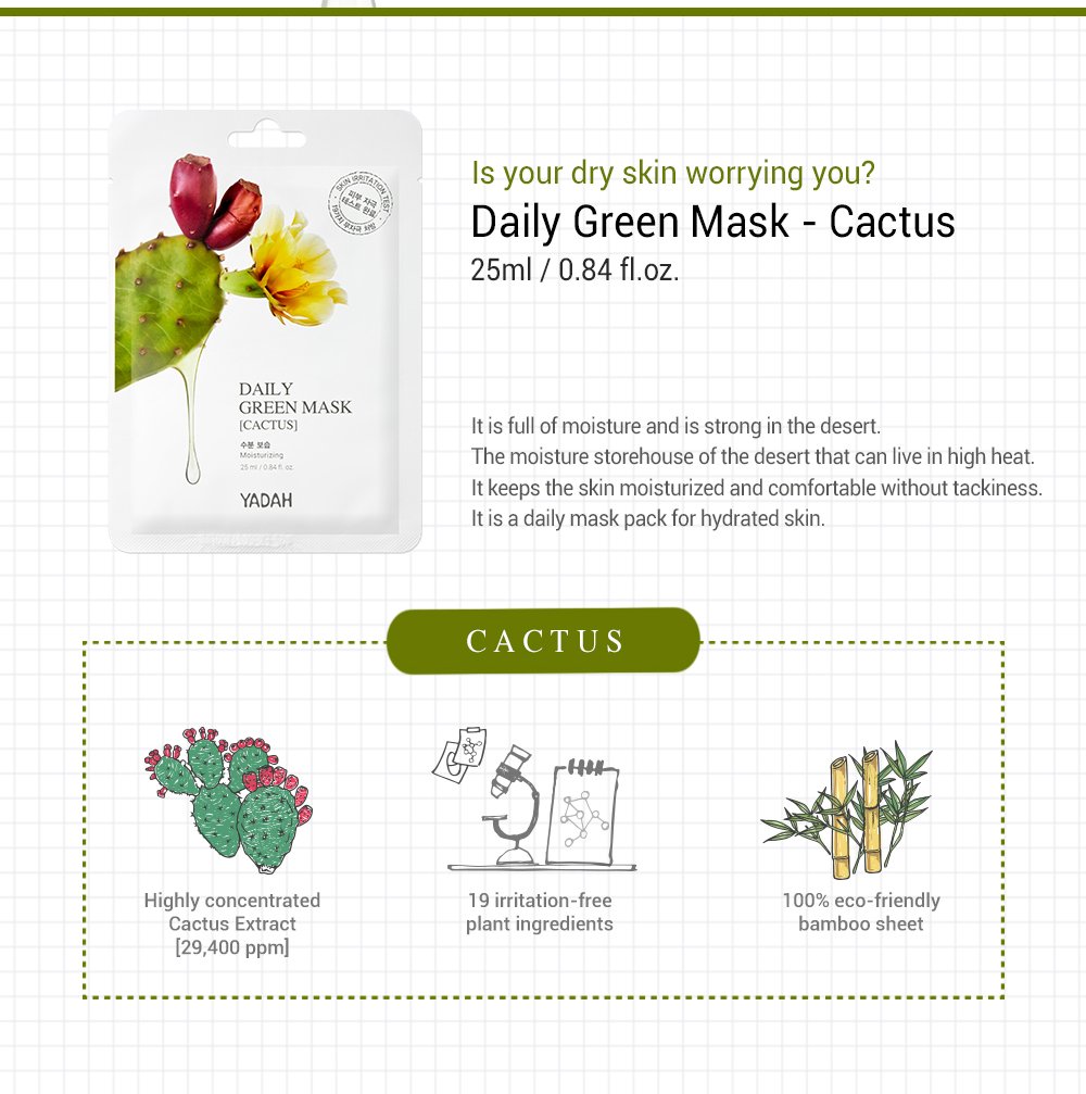 REVIEW | YADAH Daily Green Mask - Cactus - Beauty Memo
