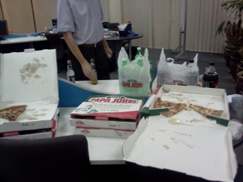 booze and Papa John's pizza