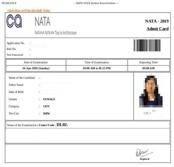 NATA Admit Card 202021 Dates, Schedule, Exam Centres, Guidelines