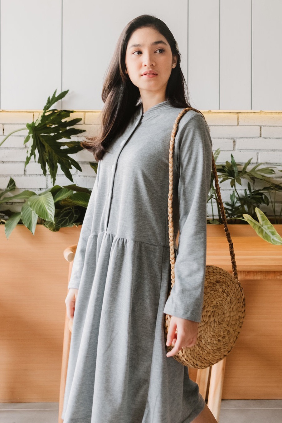 Terry Peplum Dress Grey - Beli Online 