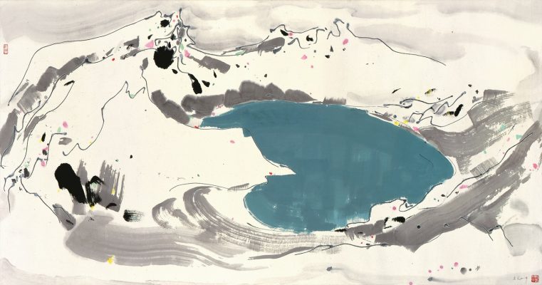 六尺整幅之東北勝景《長白山天池》。