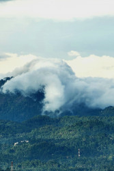 Clouds on mountain range