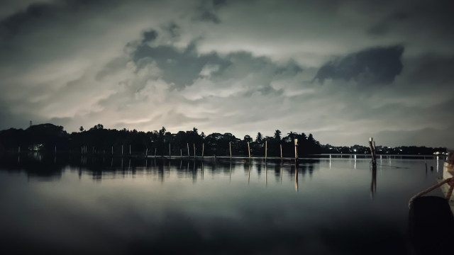 Mystique of the night's reflection on the tranquil waters