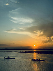 Fishing at the sunset