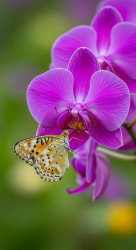 Butterfly and orchid flower