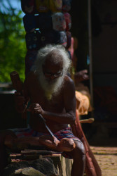 Old man crafting