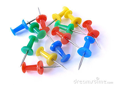 Generic drawing push pins, assorted colors, (100 pieces)