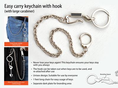 Generic Easy Carry Keychain with Hook (with large carabiner)