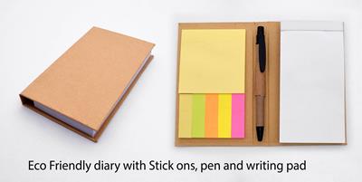 Generic Eco Friendly Diary with Stick ons,Pens & Writing Pad