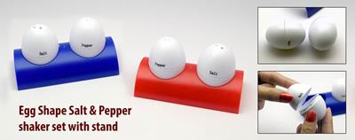 Generic Egg Shape Salt & Pepper Shaker Set with Stand