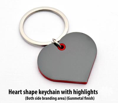 Heart Shape KeyChain with Highlight (Gunmetal Finish)