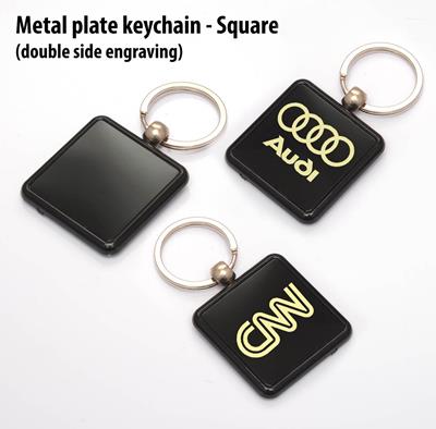 Metal Plate Keychain - Square ( Double Side Engraving), Size: 7.5 X 4.3