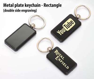 Metal Plate Keychain Rectangle Double Side Engraving