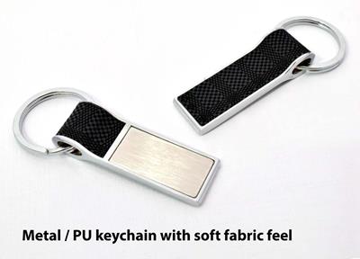 Metal / PU Keychain With Soft Fabric Feel
