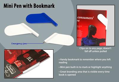Plastic Mini Pen with Bookmark