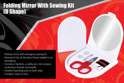 Folding Mirror with Sewing Kit (D Shape)