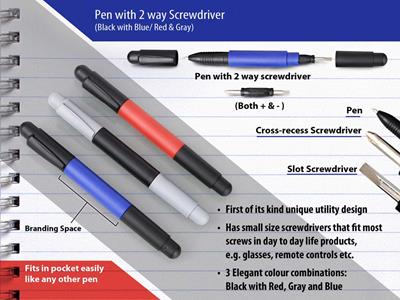 Plastic Full Color Pen with 2 Way Screwdriver, Size: 14 X 2.6