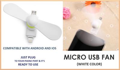 Micro USB Fan White Color (Compatible with Android & IOS)