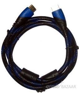 Sheen Naylon Netting 1.5 Mtr HDMI Round Cable (Blue & Black)