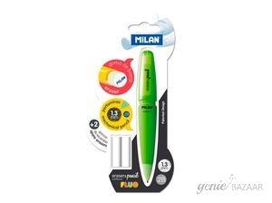 Milan Capsule Fluo pencil with eraser + 2 spare erasers in blister