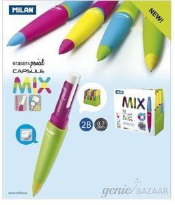 Milan Capsule 0.7mm eraser & pencil-in blister pack with 2 eraser refills