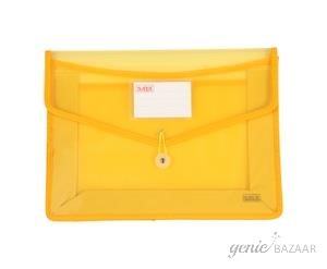 Saya SY-091 Foolscap Size Transparent Yellow Flexi Document Clear Bag with Elastic Lock Pack of 1