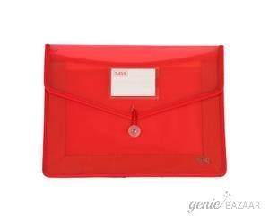 Saya SY-091 Foolscap Size Transparent Red Flexi Document Clear Bag with Elastic Lock Pack of 1