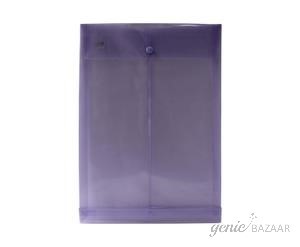 Saya SY-119 Foolscap Size Transparent Purple Vertical Button Envelope Pack of 12