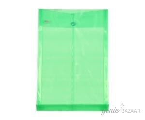 Saya SY-119 Foolscap Size Transparent Green Vertical Button Envelope Pack of 12