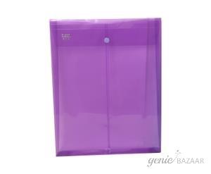 Saya SY-118 A4 Size Transparent Purple Vertical Button Envelope Pack of 12