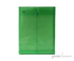 Saya SY-118 A4 Size Transparent Green Vertical Button Envelope Pack of 12
