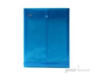 Saya SY-118 A4 Size Transparent Blue Vertical Button Envelope Pack of 12
