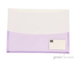 Saya SY-319 Foolscap Size Transparent Purple Double Pocket Clear Bag Expandable Pack of 12