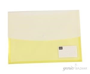 Saya SY-319 Foolscap Size Transparent Yellow Double Pocket Clear Bag Expandable Pack of 12