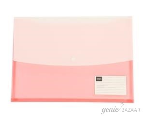 Saya SY-319 Foolscap Size Transparent Red Double Pocket Clear Bag Expandable Pack of 12