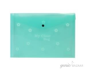 Saya SY-209F Flower Foolscap Size Transparent Green Clear Bag Pack of 12