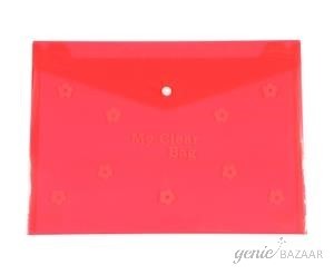 Saya SY-209F Flower Foolscap Size Transparent Red Clear Bag Pack of 12