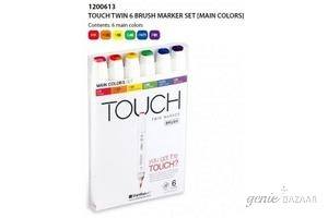 Shinhan Touch Twin Brush Markers (Set of 6 Main Shades)- TMB-6M