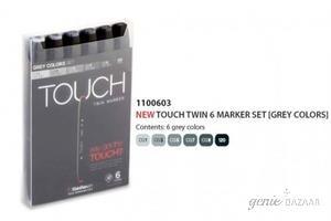 Shinhan Touch Twin Markers (Set Of 6 Gray Colors)- TMS-6G