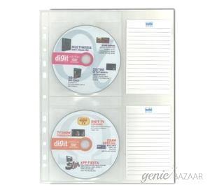 Solo CD 010 CD Wallet Pocket with Label (For Ring Binder)-Transparent Clear