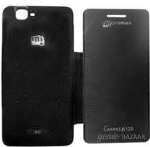 Vizio Micromax MA 120 Material: Plastic Flip Cover (Black)