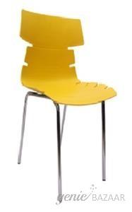 VJ Interio VJ-0287 ALISAR Yellow 17 x 18 x 14 Inch Steel Frame Plastic Chair