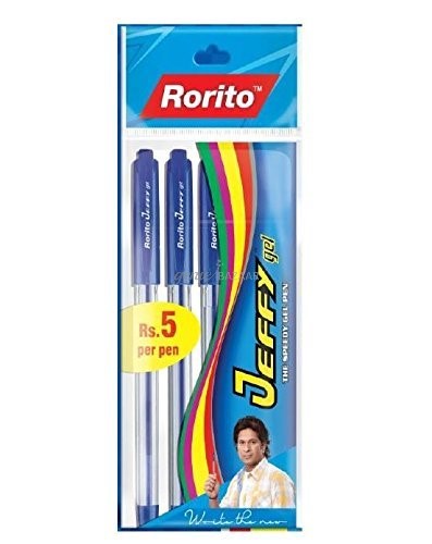 Rorito Jeffy Gel Pen,  Blue - Pack of 5