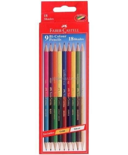 Faber-Castell Bi-Color Pencils,  Pack of 9 - 18 Shades