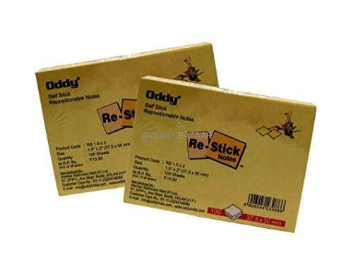 Oddy Self Stick Repositionable Notes,  1.5 x 2 inches,  100 Sheets per Pack - 20 Packs