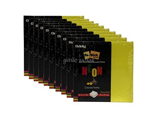 Oddy Re-Stick Notes,  3 x 3 inches,  Assorted Colors,  80 Flags per Pack,  10 Packs