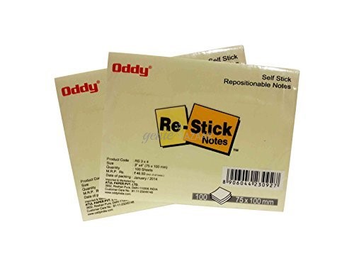 Oddy Self Stick Repositionable Notes,  3 x 4 inches,  100 Sheets per Pack - 10 Packs