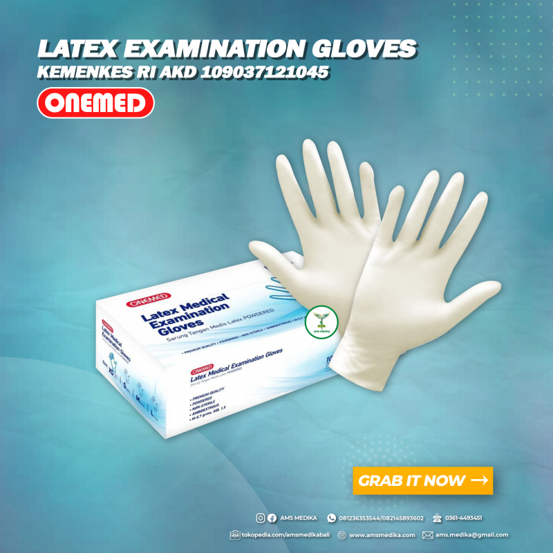 Latex Examination Gloves Onemed Ukuran S AMS MEDIKA